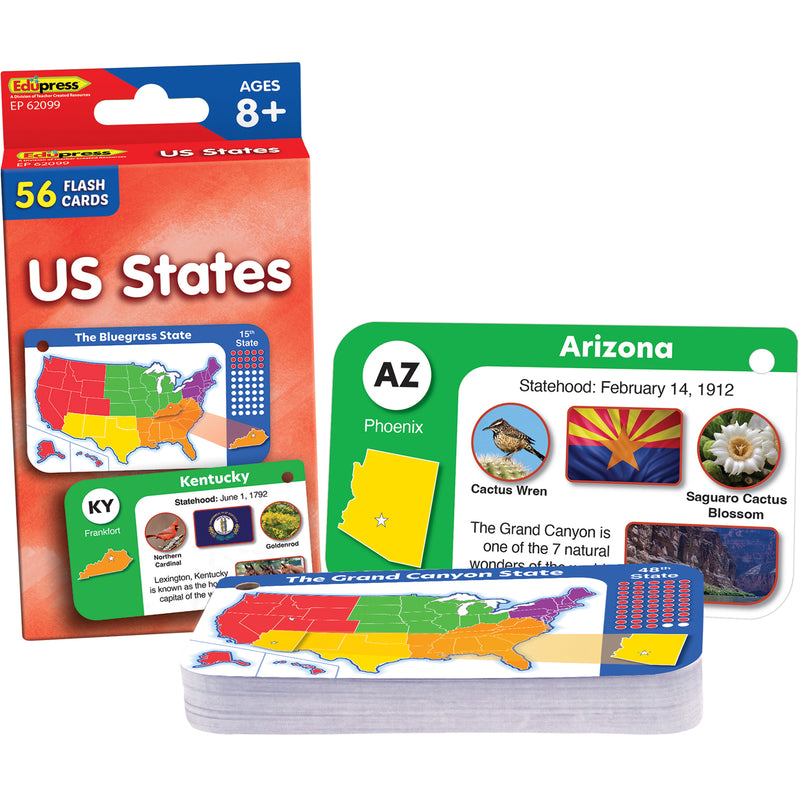 US States Flash Cards, 6 Packs