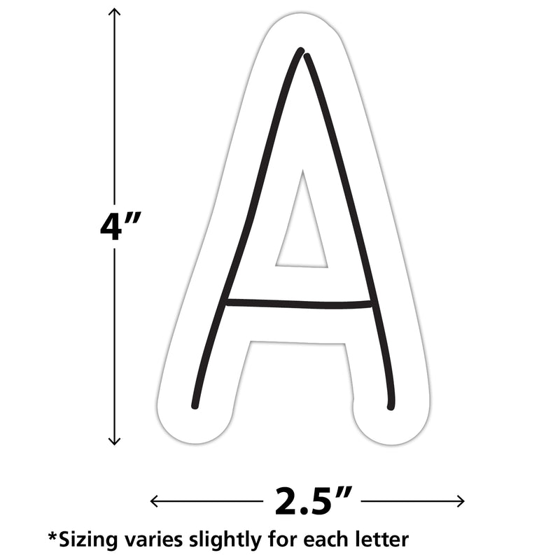 4in Letters Black On White Hand Drawn