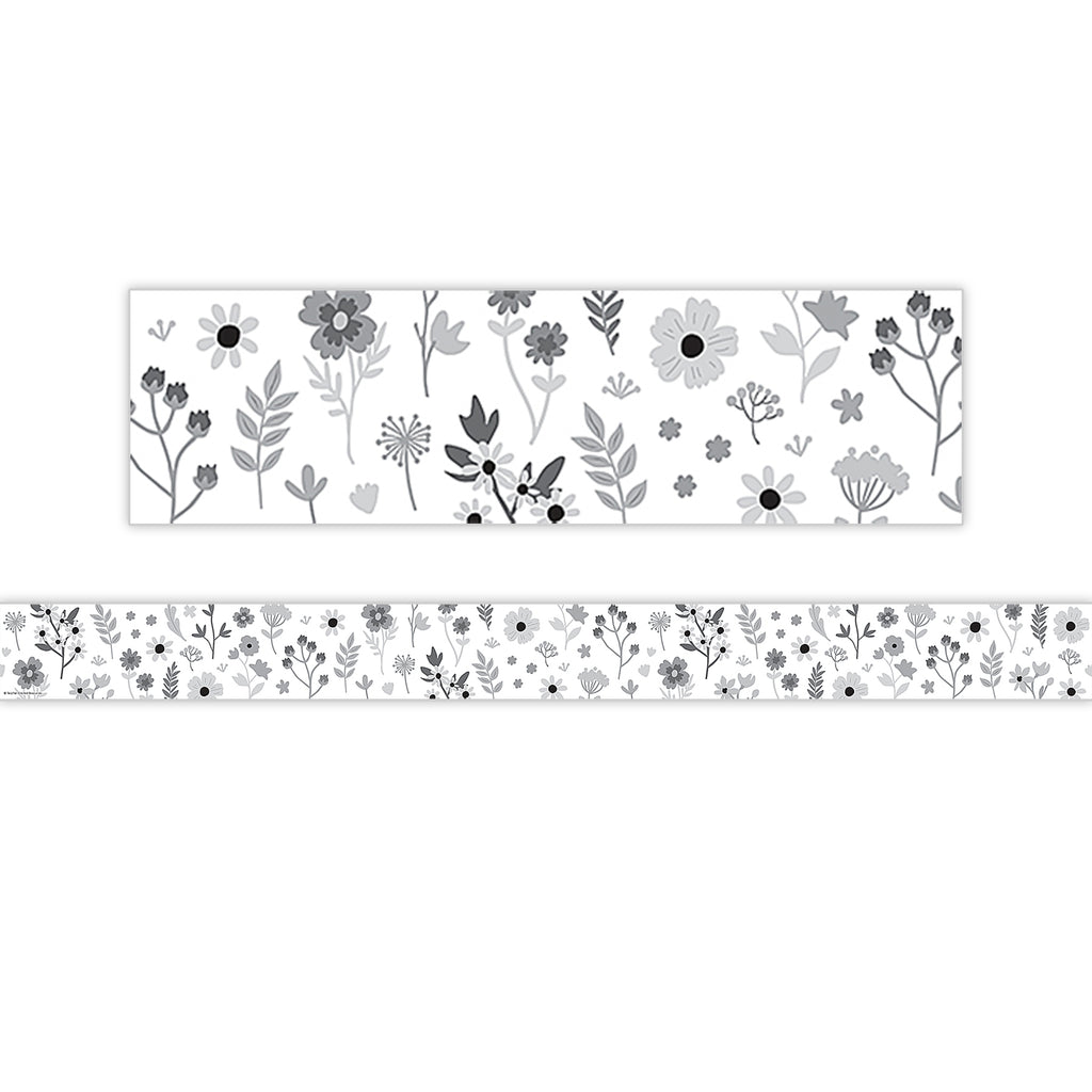 Black And White Floral Trim Straight