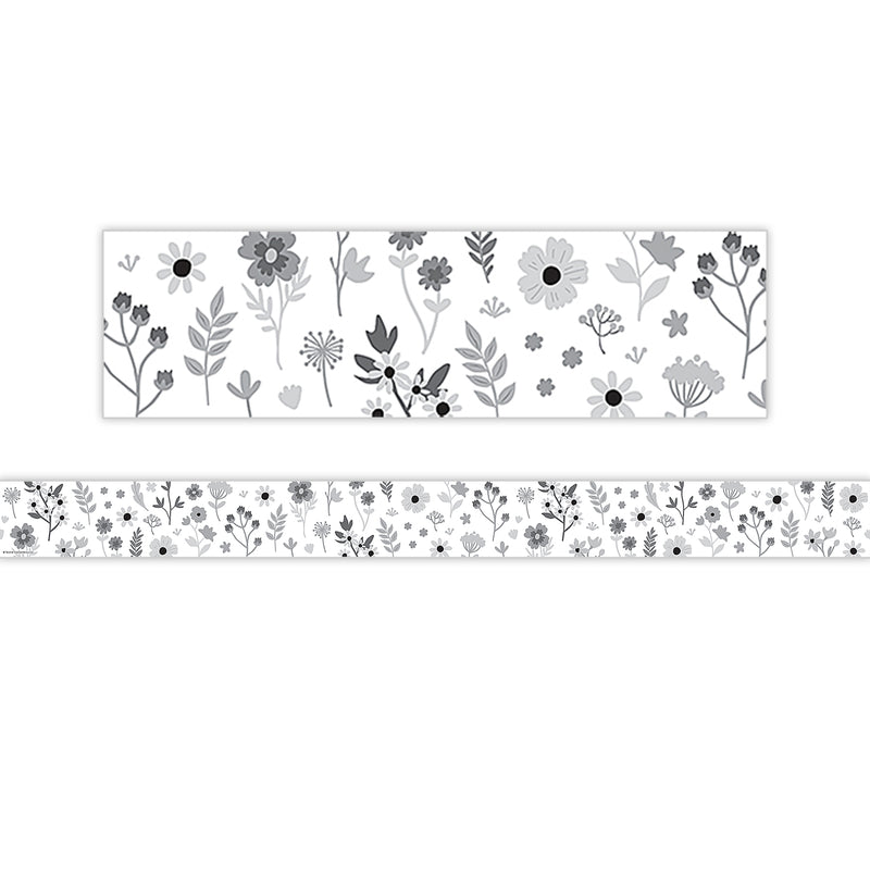 Black And White Floral Trim Straight