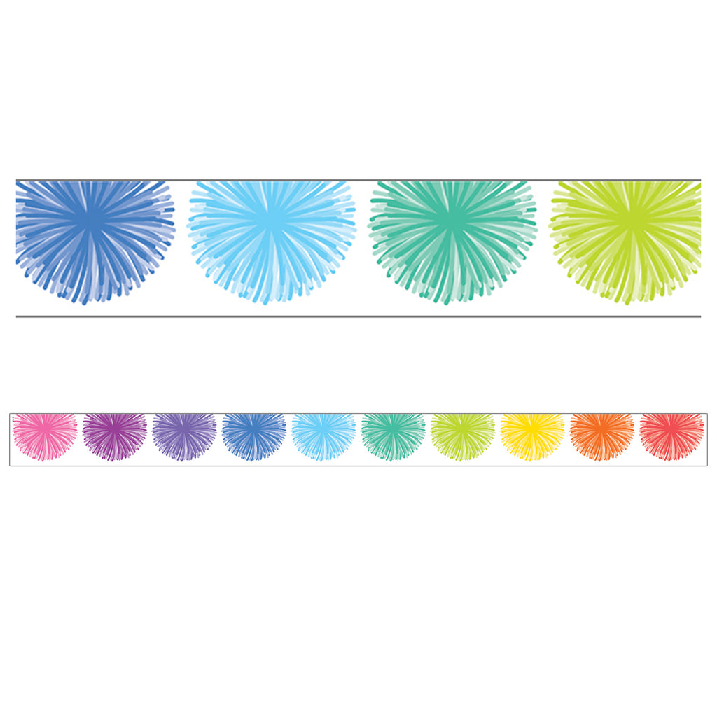 Colorful Poms Scalloped Border Die-cut
