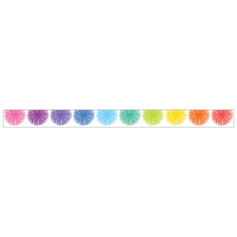 Colorful Poms Scalloped Border Die-cut