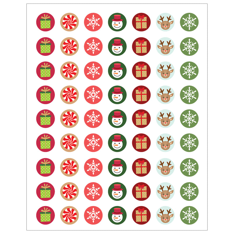 Winter Holiday Mini Stickers, 378 Per Pack, 12 Packs