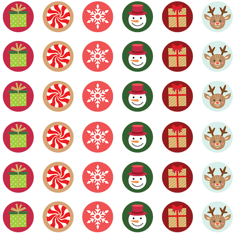 Winter Holiday Mini Stickers, 378 Per Pack, 12 Packs