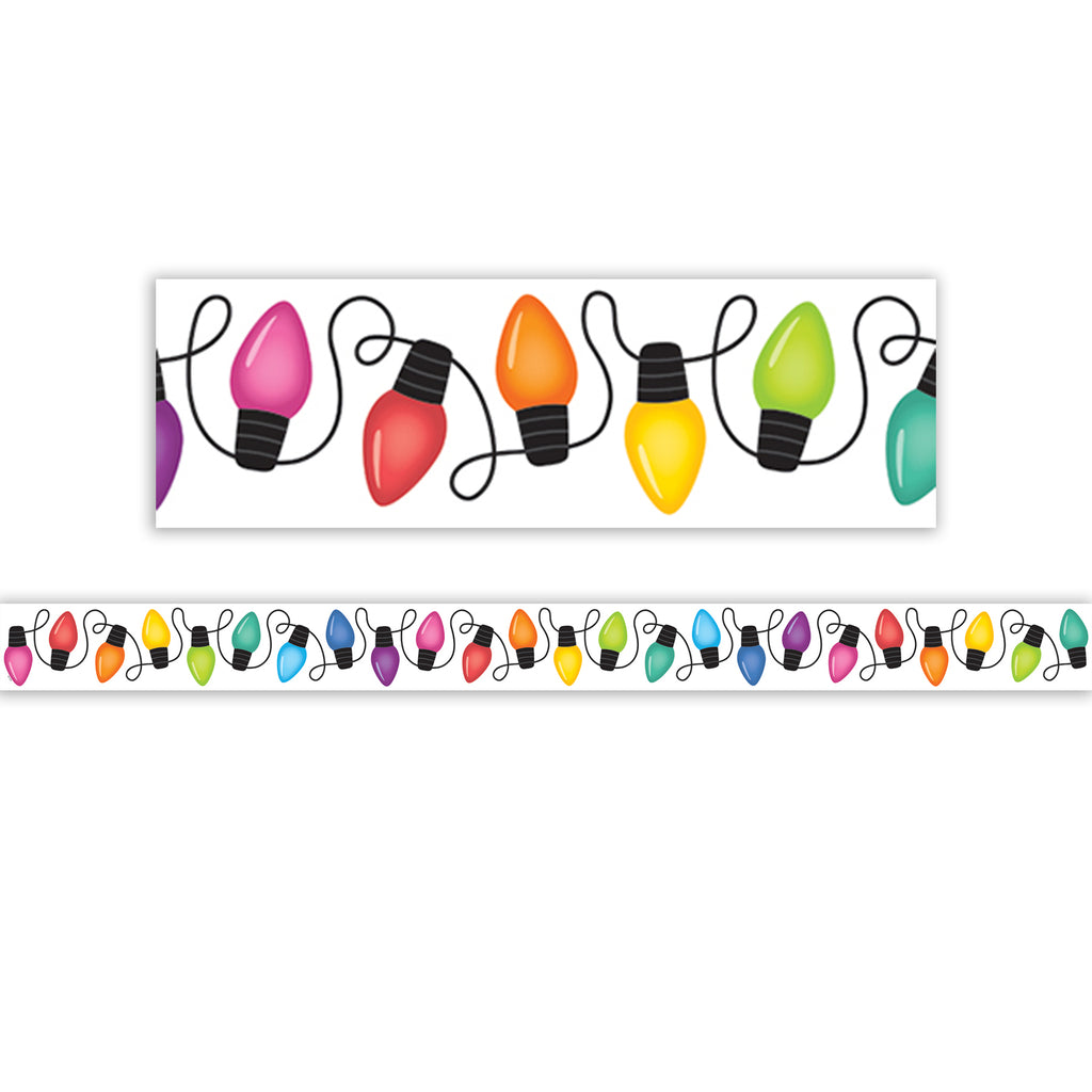 Colorful Holiday Lights Border Die-cut