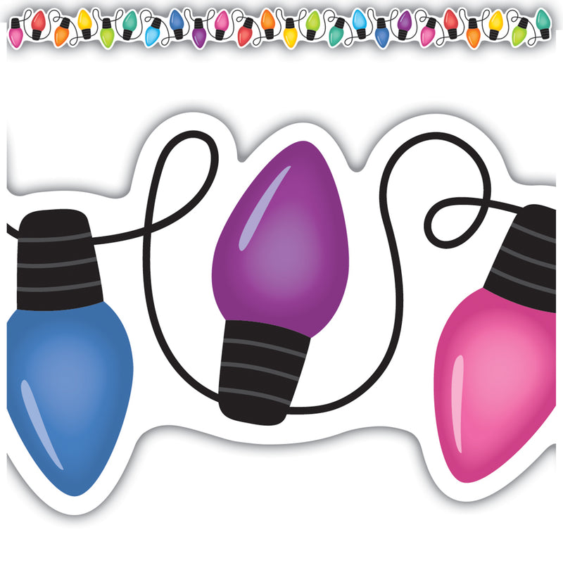 Colorful Holiday Lights Border Die-cut