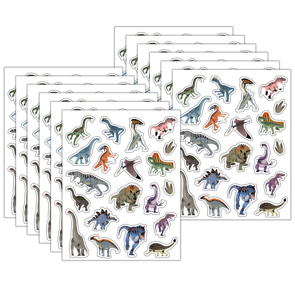 Dinosaurs Stickers, 120 Per Pack, 12 Packs