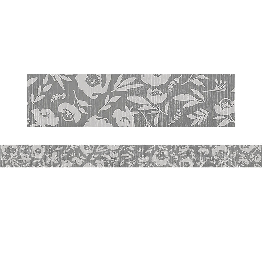 Class Cottage Gray Floral Trim Straight