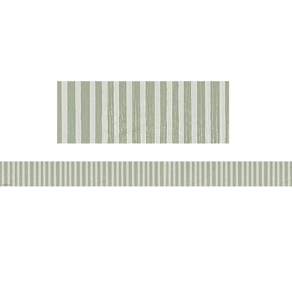 Class Cottage Sage Grn Stripes Trim Straight
