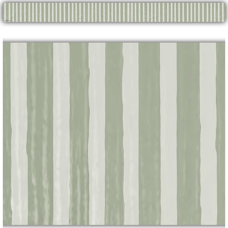 Class Cottage Sage Grn Stripes Trim Straight