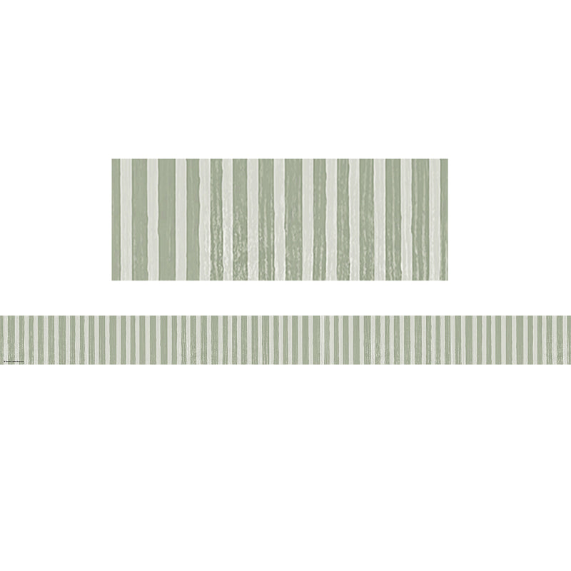 Class Cottage Sage Grn Stripes Trim Straight