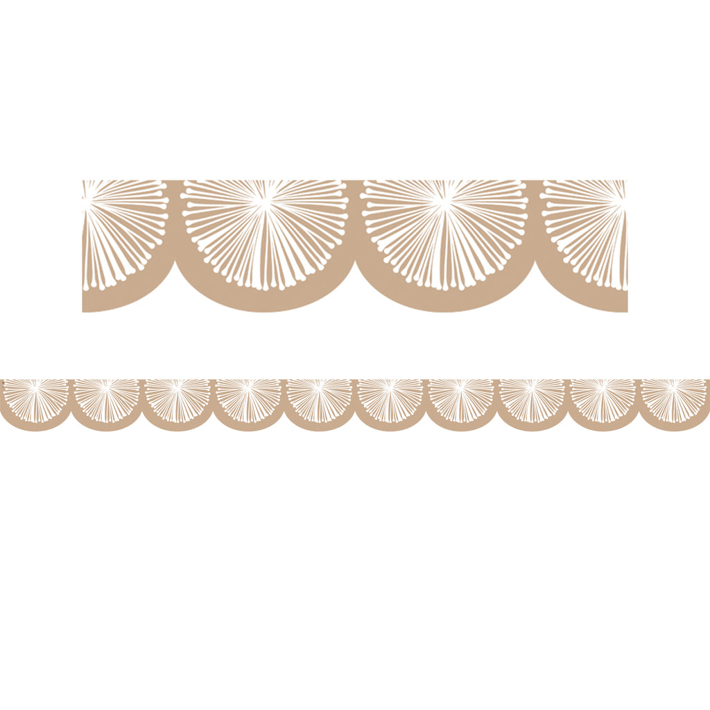 Natural Poms Scalloped Trim Die Cut