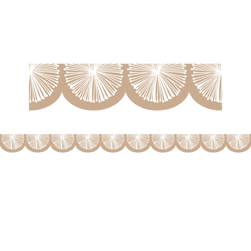 Natural Poms Scalloped Trim Die Cut