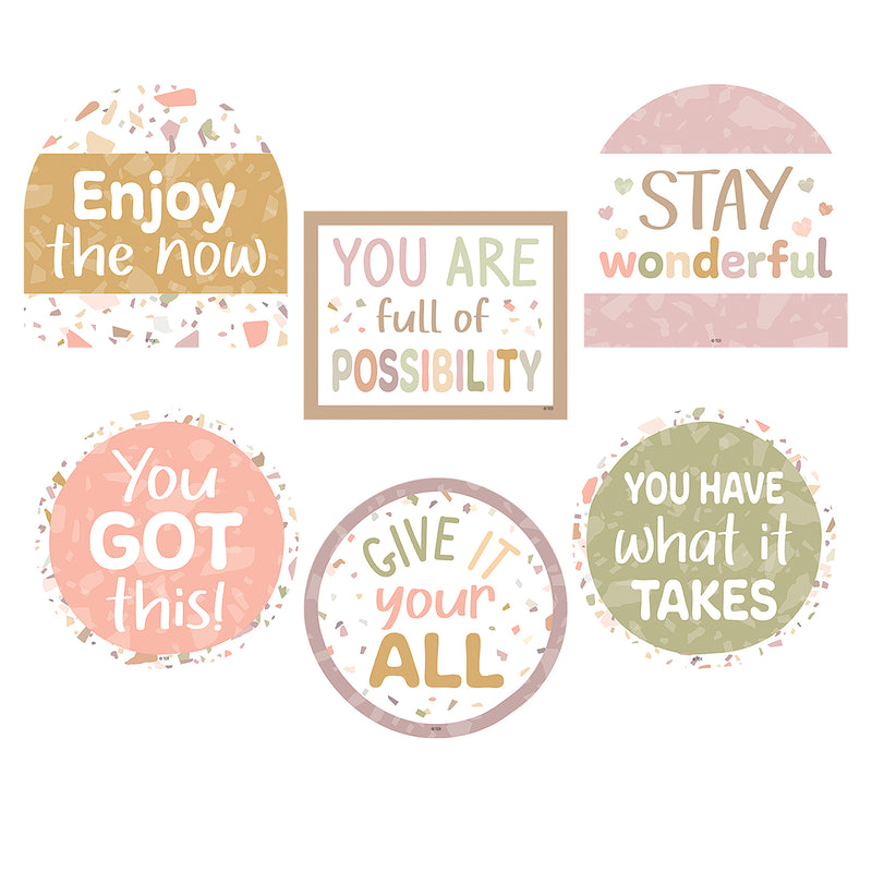 Terrazzo Tones Positive Sayings Accents, 30 Per Pack, 3 Packs