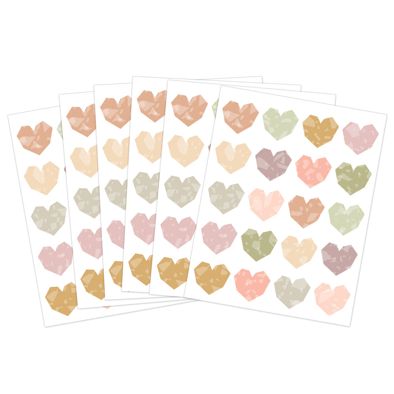 Terrazzo Tones Hearts Stickers, 120 Per Pack, 12 Packs