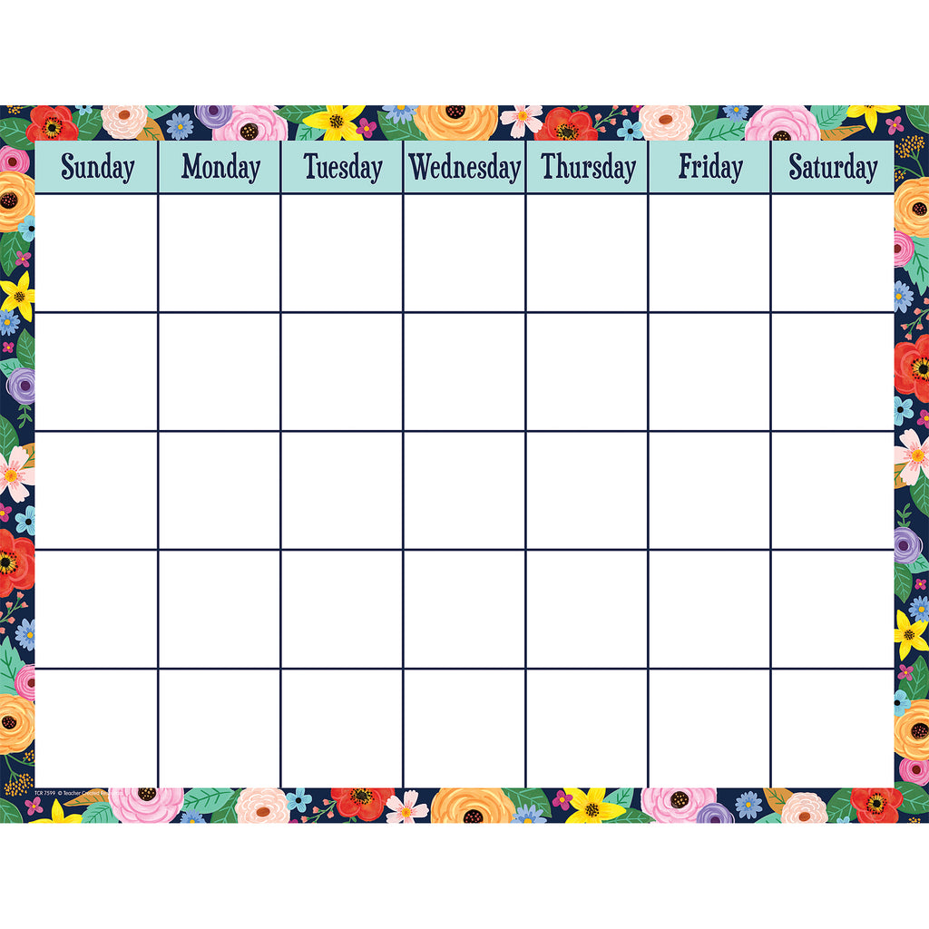Wildflowers Calendar Chart