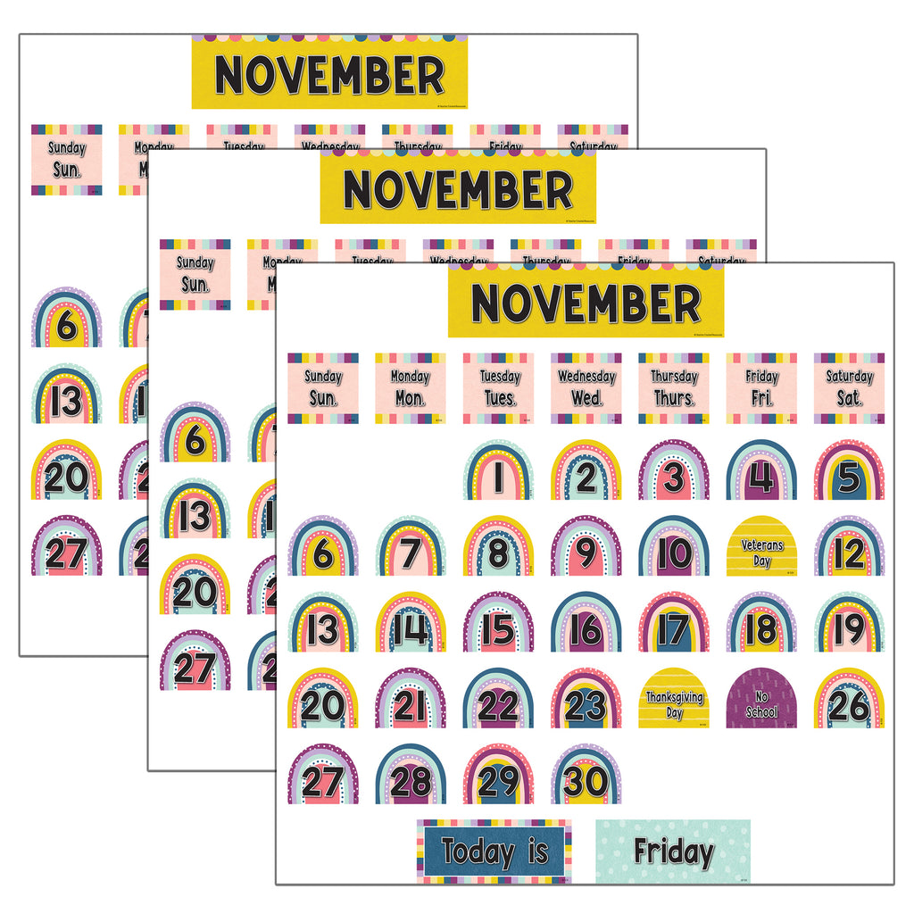 (3 Pk) Pocket Chart Cards Rainbow