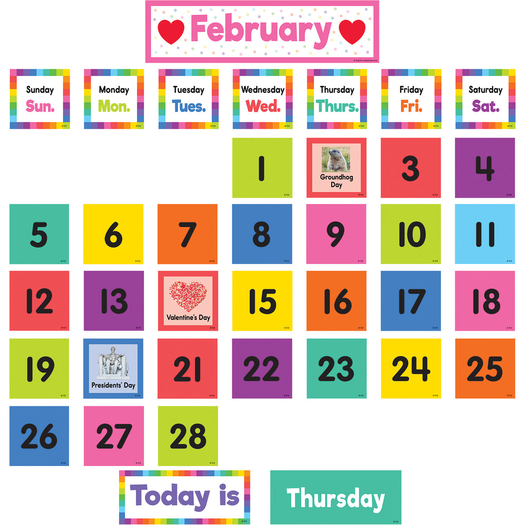 Calendar Pocket Chart Cards Colorful