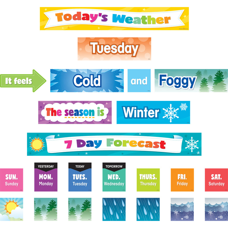 Weather Pocket Chart Cards Colorful