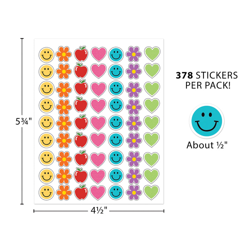 Cool for School Mini Stickers, 378 Per Pack, 12 Packs