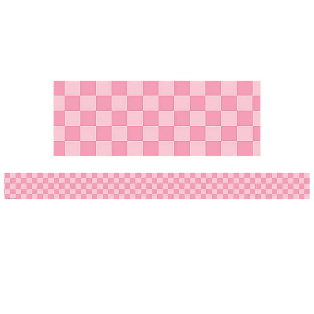 Pink Checkers Straight Border Trim Cool For School