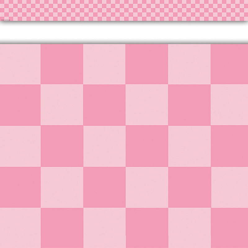 Pink Checkers Straight Border Trim Cool For School