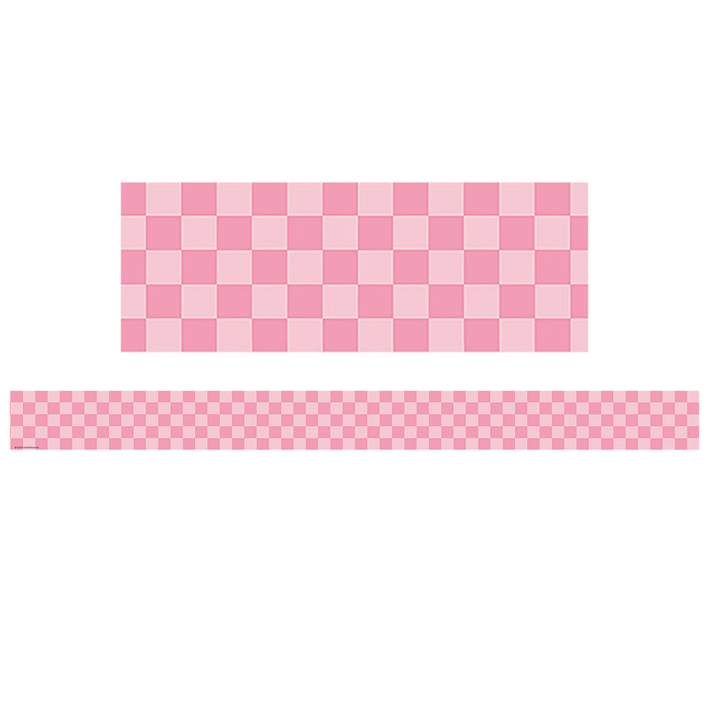 Pink Checkers Straight Border Trim Cool For School