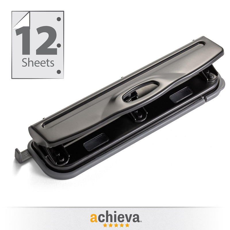 Economy 3 Hole Punch, 12 Sheet Capacity, Black