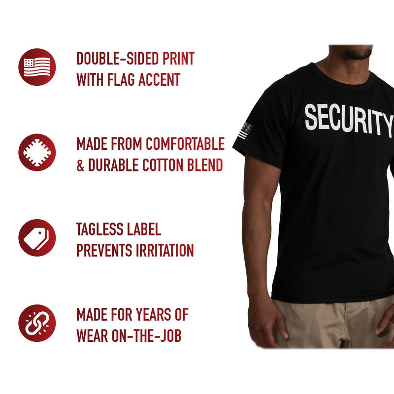 Rothco 2-Sided Security T-Shirt with US Flag On Sleeve - Black