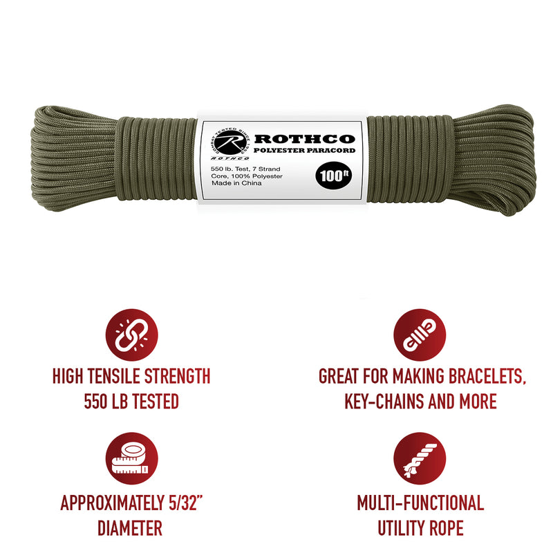 Rothco 550lb Type III Polyester Paracord