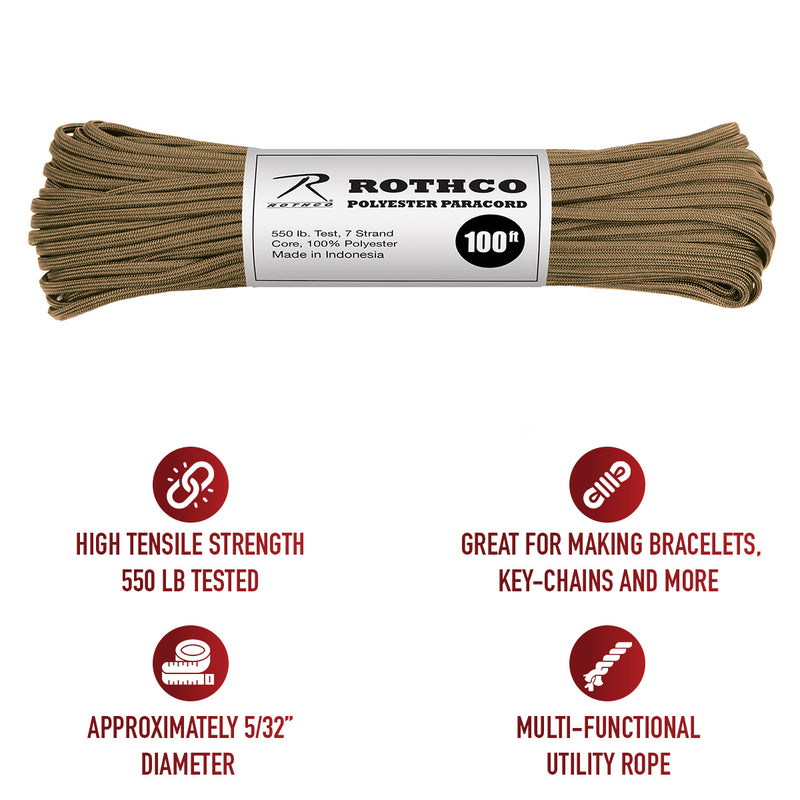 Rothco 550lb Type III Polyester Paracord