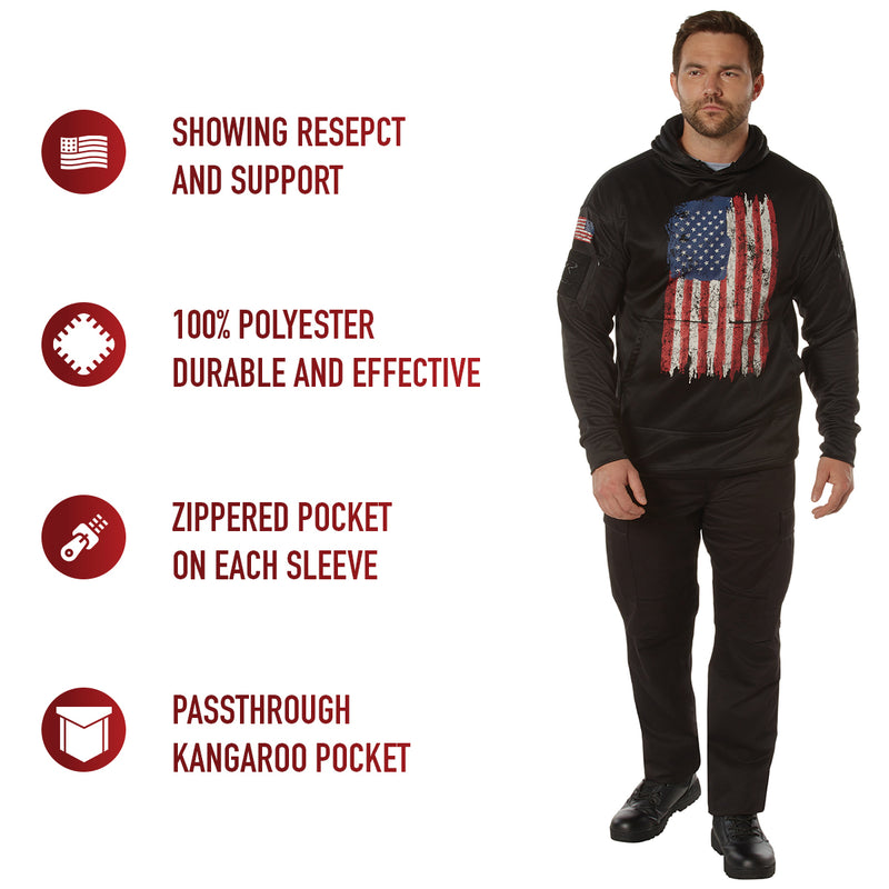 Rothco Distressed US Flag Concealed Carry Hooded Sweatshirt