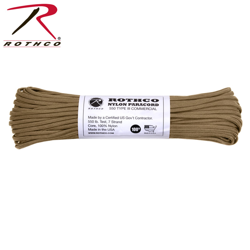 Rothco Nylon Paracord Type III 550 LB 100FT