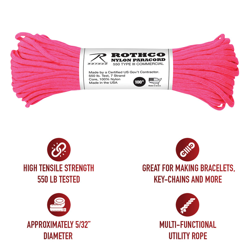 Rothco Nylon Paracord Type III 550 LB 100FT