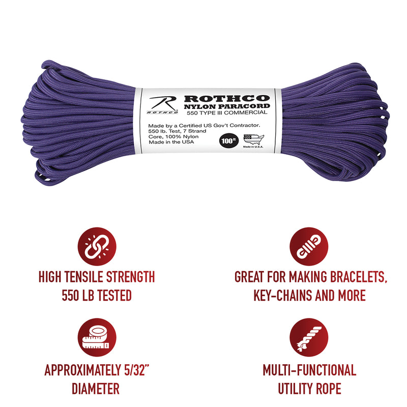 Rothco Nylon Paracord Type III 550 LB 100FT