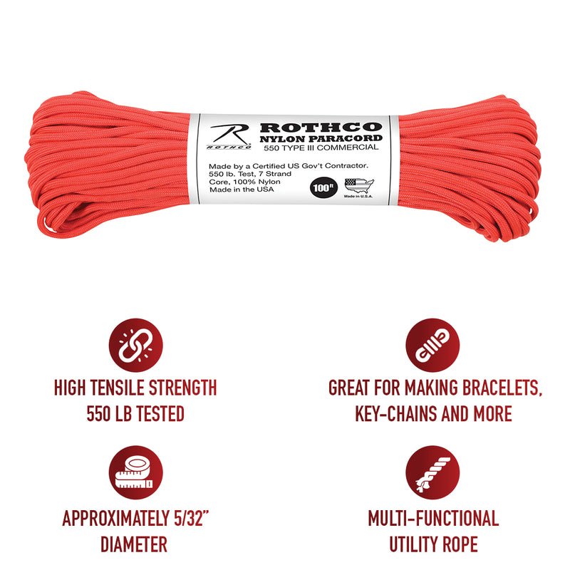 Rothco Nylon Paracord Type III 550 LB 100FT