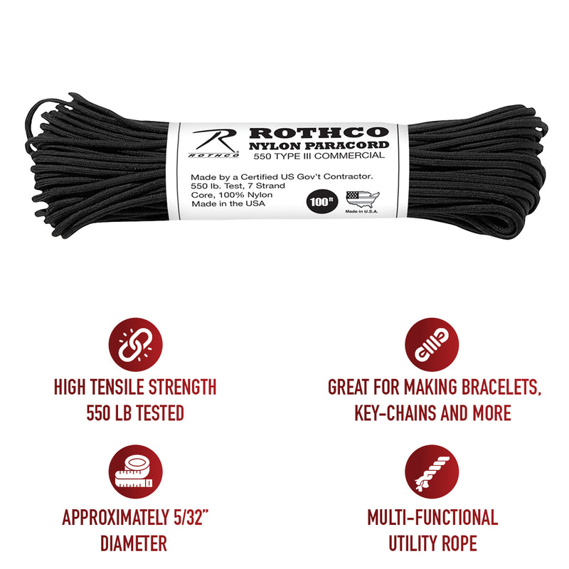 Rothco Nylon Paracord Type III 550 LB 100FT