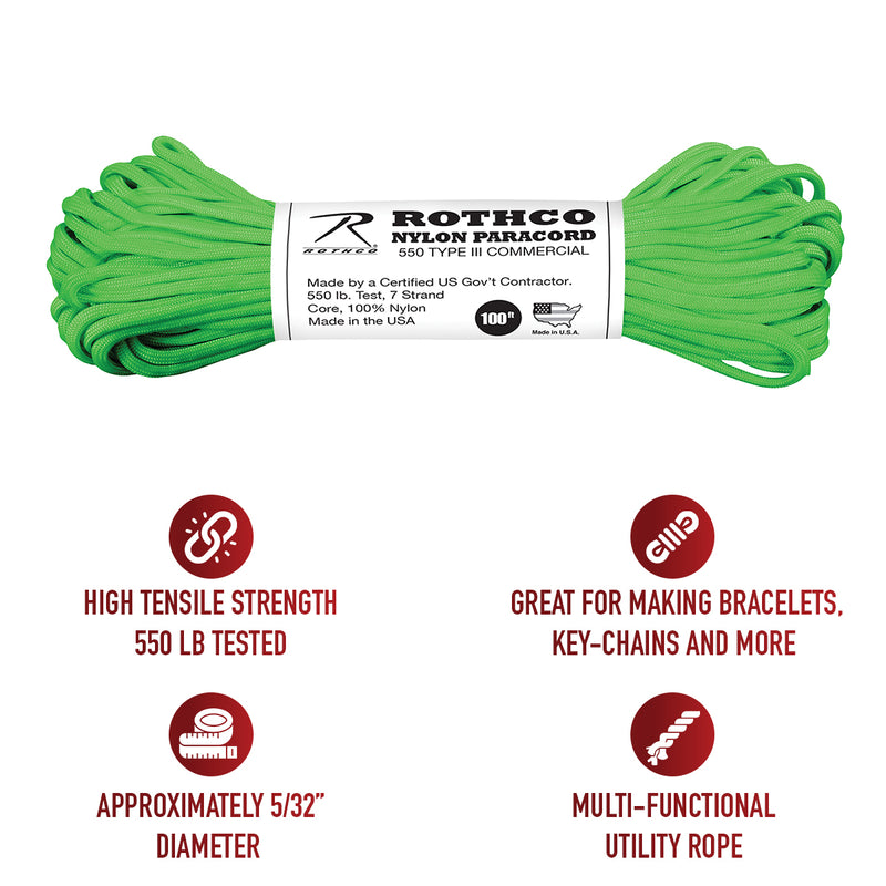 Rothco Nylon Paracord Type III 550 LB 100FT