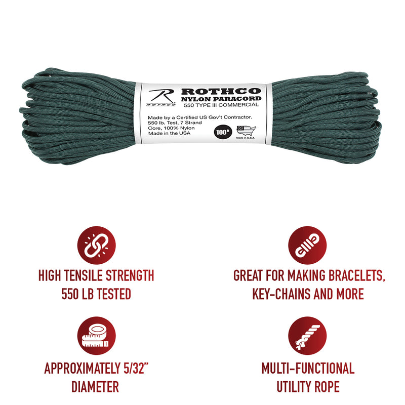 Rothco Nylon Paracord Type III 550 LB 100FT