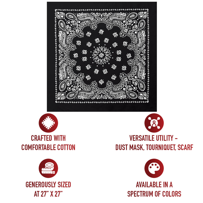 Rothco Trainmen Paisley Bandana – Extra-Large 27” X 27"