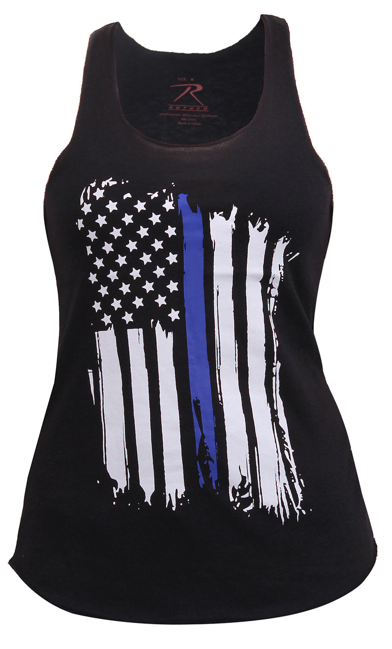 Women Thin Blue Line Flag Racerback Tank Top