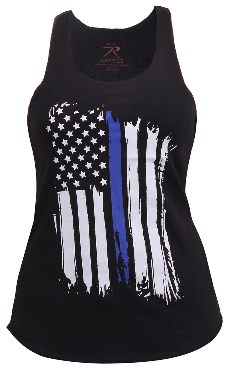 Women Thin Blue Line Flag Racerback Tank Top