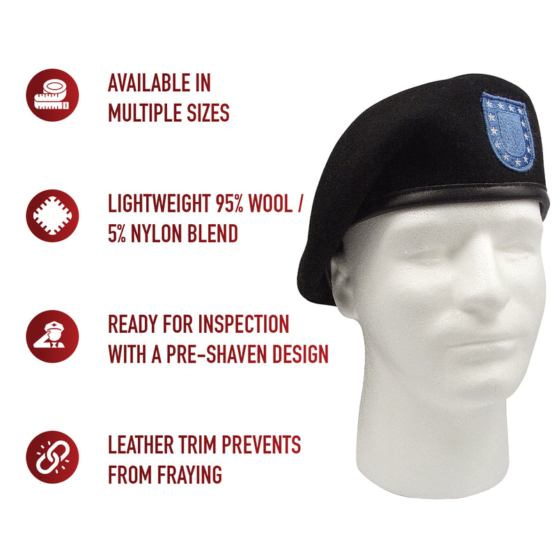 Rothco Inspection Ready Black Beret With Flash