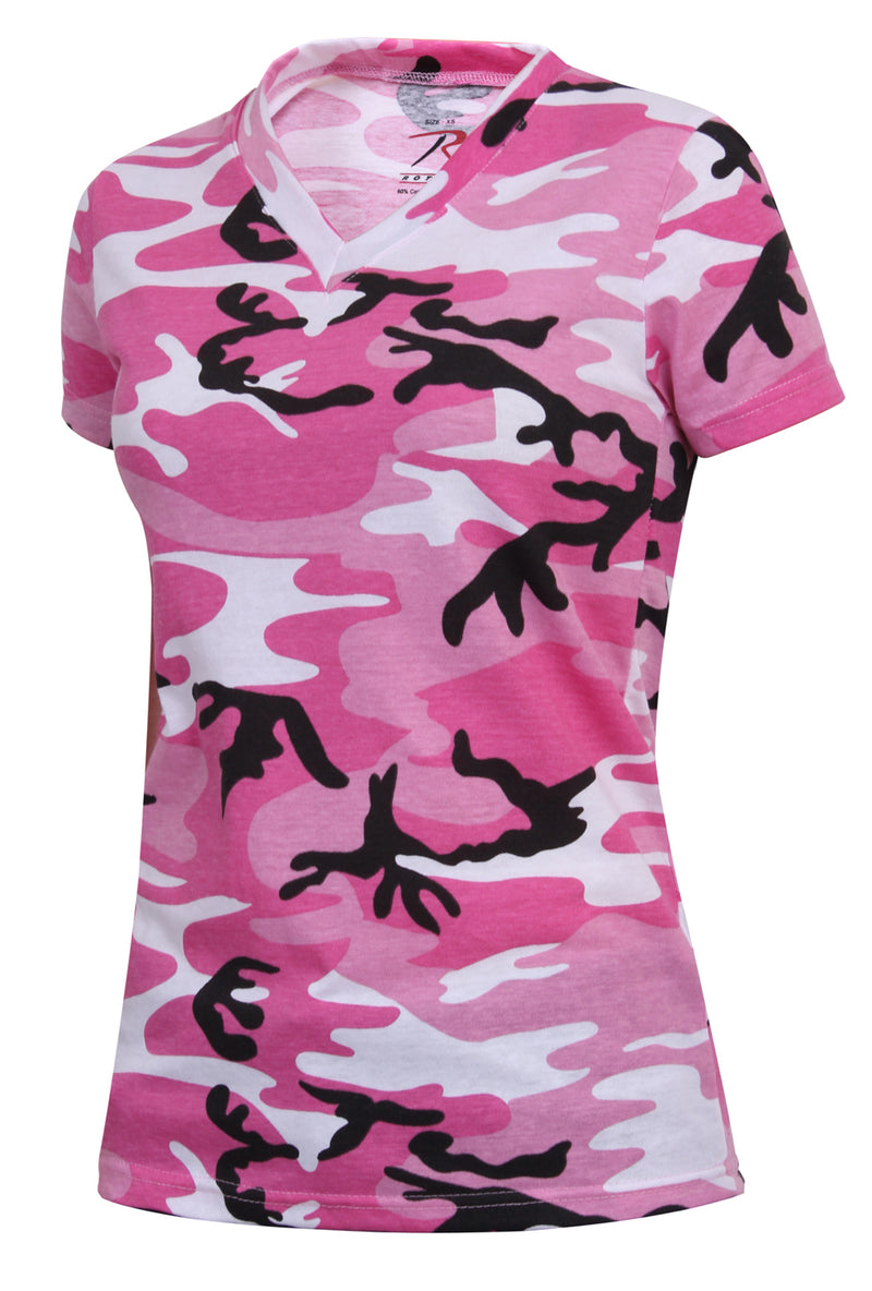 Rothco Womens Long Length Camo V-Neck T-Shirt