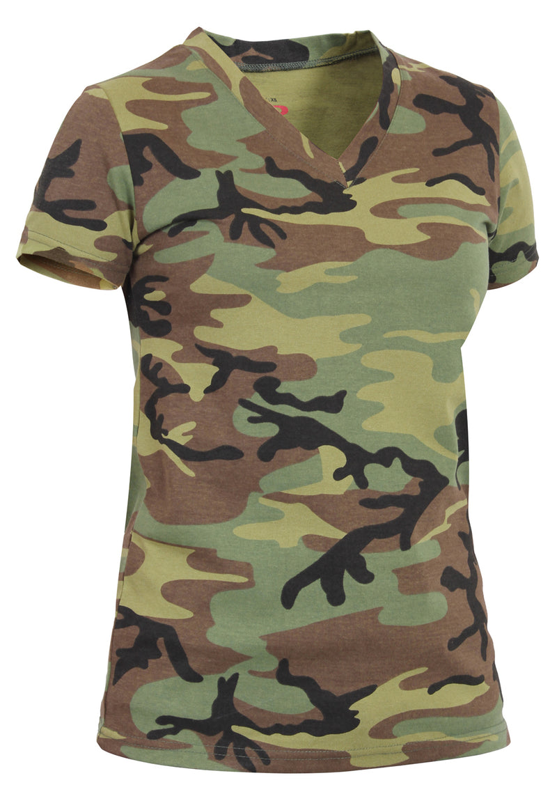 Rothco Womens Long Length Camo V-Neck T-Shirt