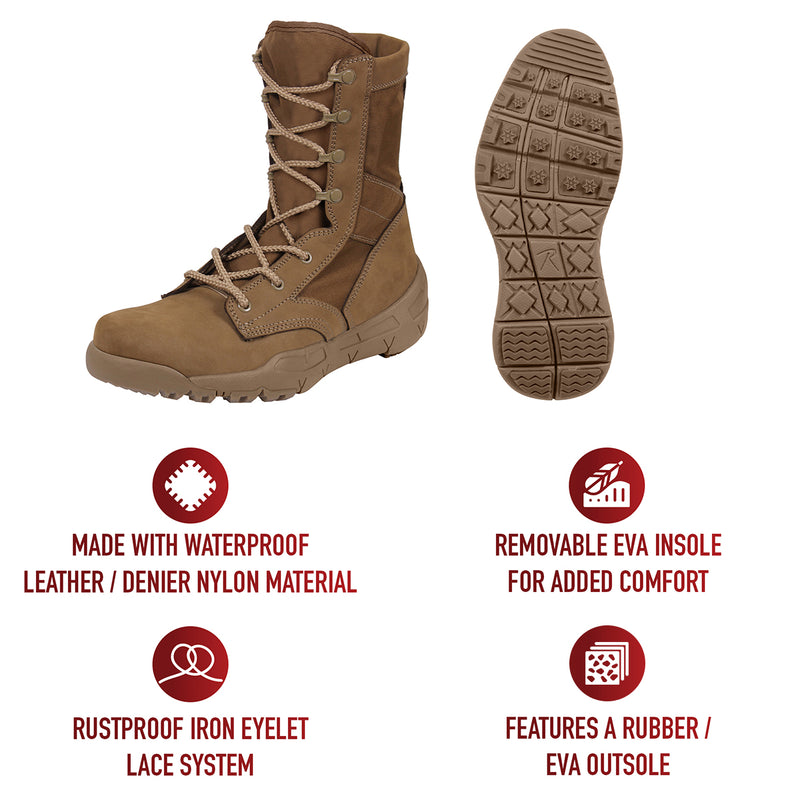 Rothco Waterproof V-Max Lightweight Tactical Boots - AR 670-1 Coyote Brown