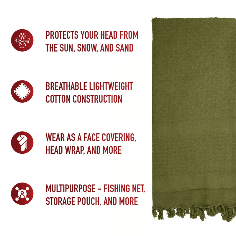 Rothco Solid Color Shemagh Tactical Desert Keffiyeh Scarf