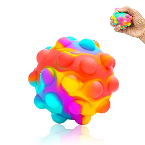 Push Pop Bubble Fidget Sensory Toy - for Autism, Stress, Anxiety - Kids and Adults (Rainbow Square)