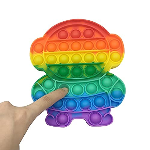 Push Pop Bubble Fidget Sensory Toy - for Autism, Stress, Anxiety - Kids and Adults (Rainbow Square)