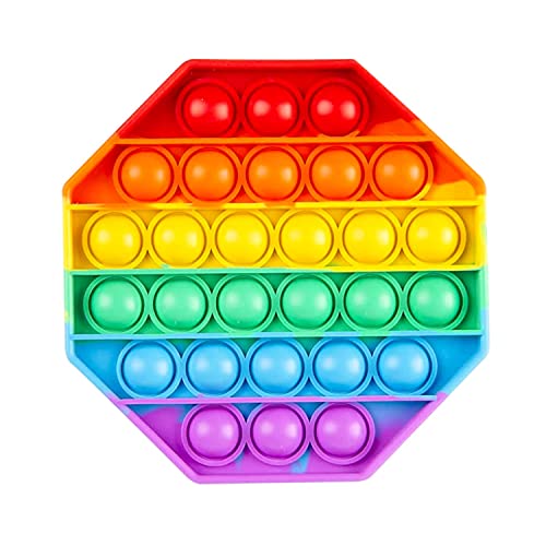 Push Pop Bubble Fidget Sensory Toy - for Autism, Stress, Anxiety - Kids and Adults (Rainbow Square)